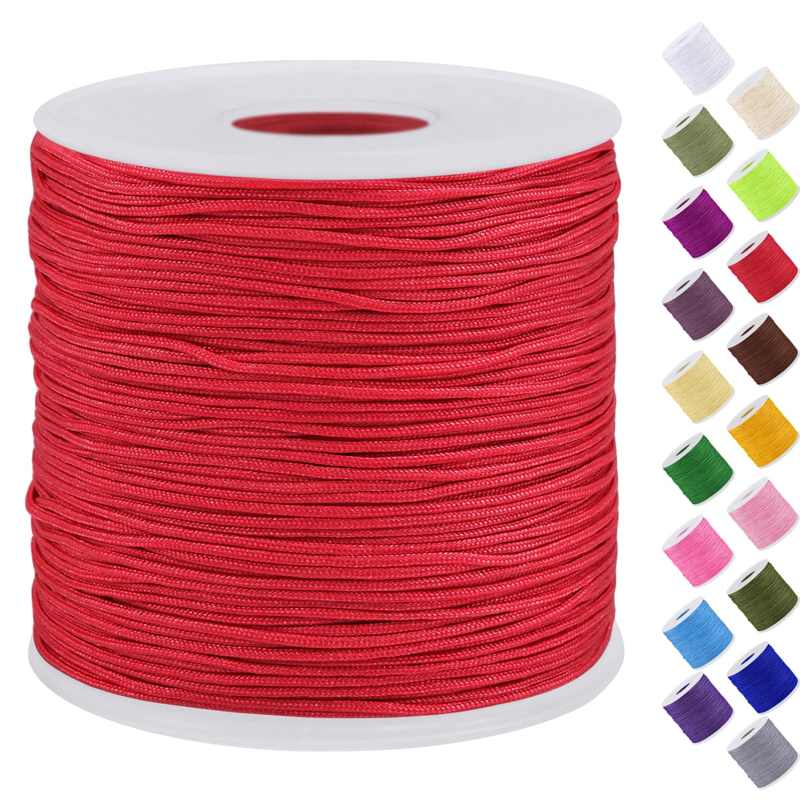Uiopa Nylon Cord, 0.7mm x 131 Yards Nylon String for Bracelet Making, Beading Thread Bracelet Cord for Necklace, Jewellery Making, Macrame, DIY Crafts, Red