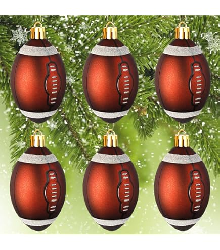Toyvian 6pcs Christmas Football Ornaments Christmas Tree Ball Decorations For Football Sports Theme Christmas Holiday Party Decorations