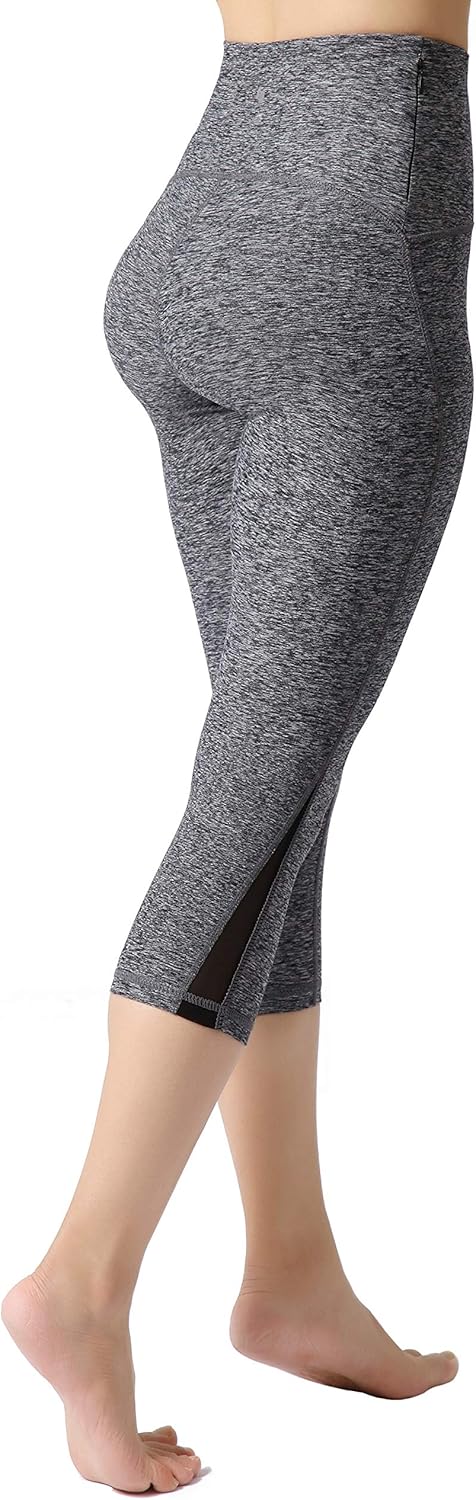 ODODOS Women's High Waisted Tummy Control Mesh Workout Pants, Full-Length Leggings with Back Pockets
