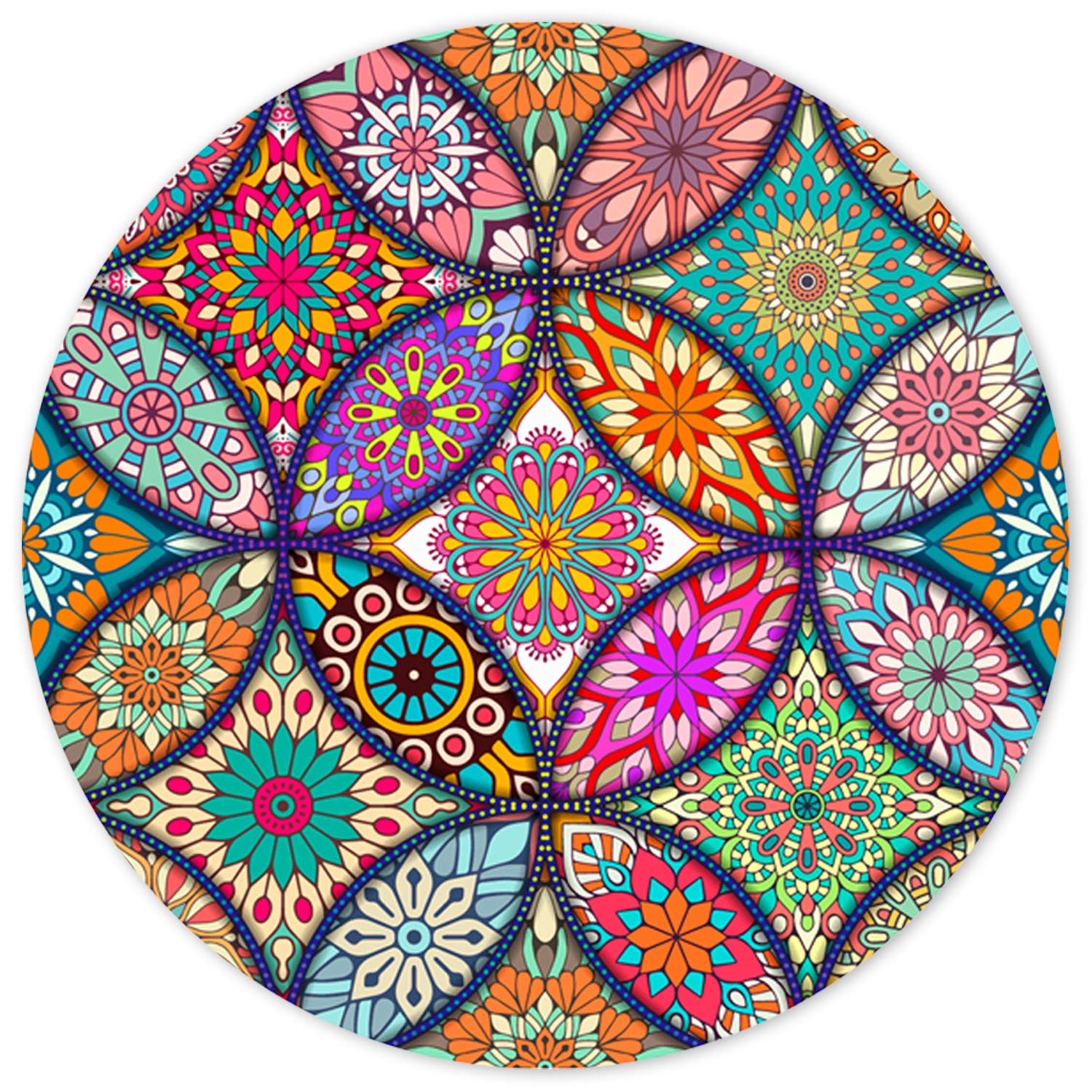 ITNRSIIET Mouse Pad with Stitched Edge, Mouse Mat Premium-Textured, Waterproof, Non-Slip Rubber Base Round Mousepad for Laptop Computer PC Office, Cute Design Desk Accessories, Mandala — image 1