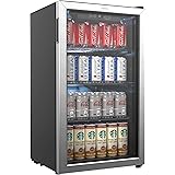 hOmeLabs Beverage Refrigerator and Cooler - 120 Can Mini Fridge with Glass Door for Soda Beer or Wine - Small Drink Dispenser