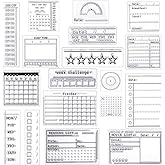 Zonon 18 Pieces Journal Stamps Clear Journal Stamps, 4 Sheets Silicone Calendar Planner Stencils for Bullet, Week Dates Month