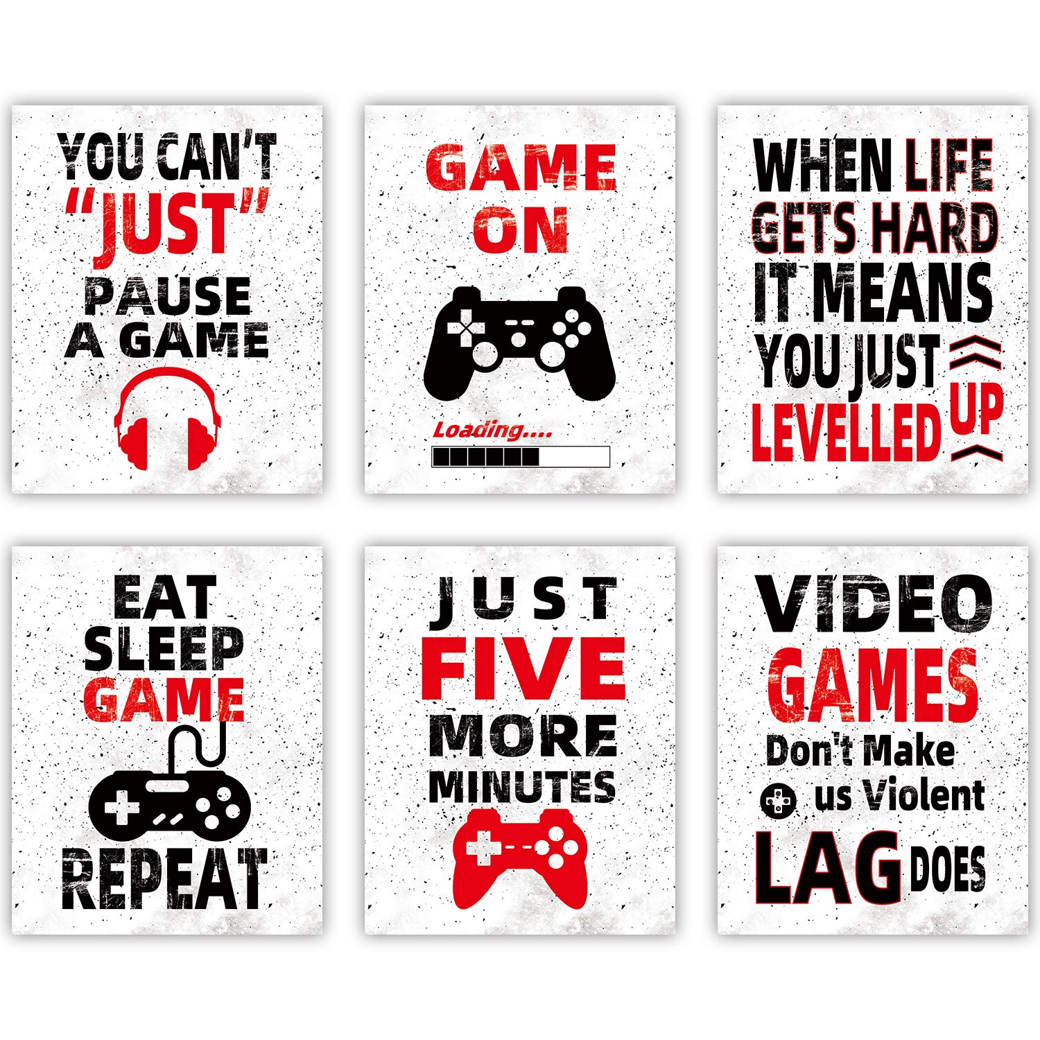 Huset Video Game Poster Art Print Funny Canvas Gaming Wall Art for Kids Boy Bedroom Playroom Home Decor No Frame Set of 6 piece 10X8
