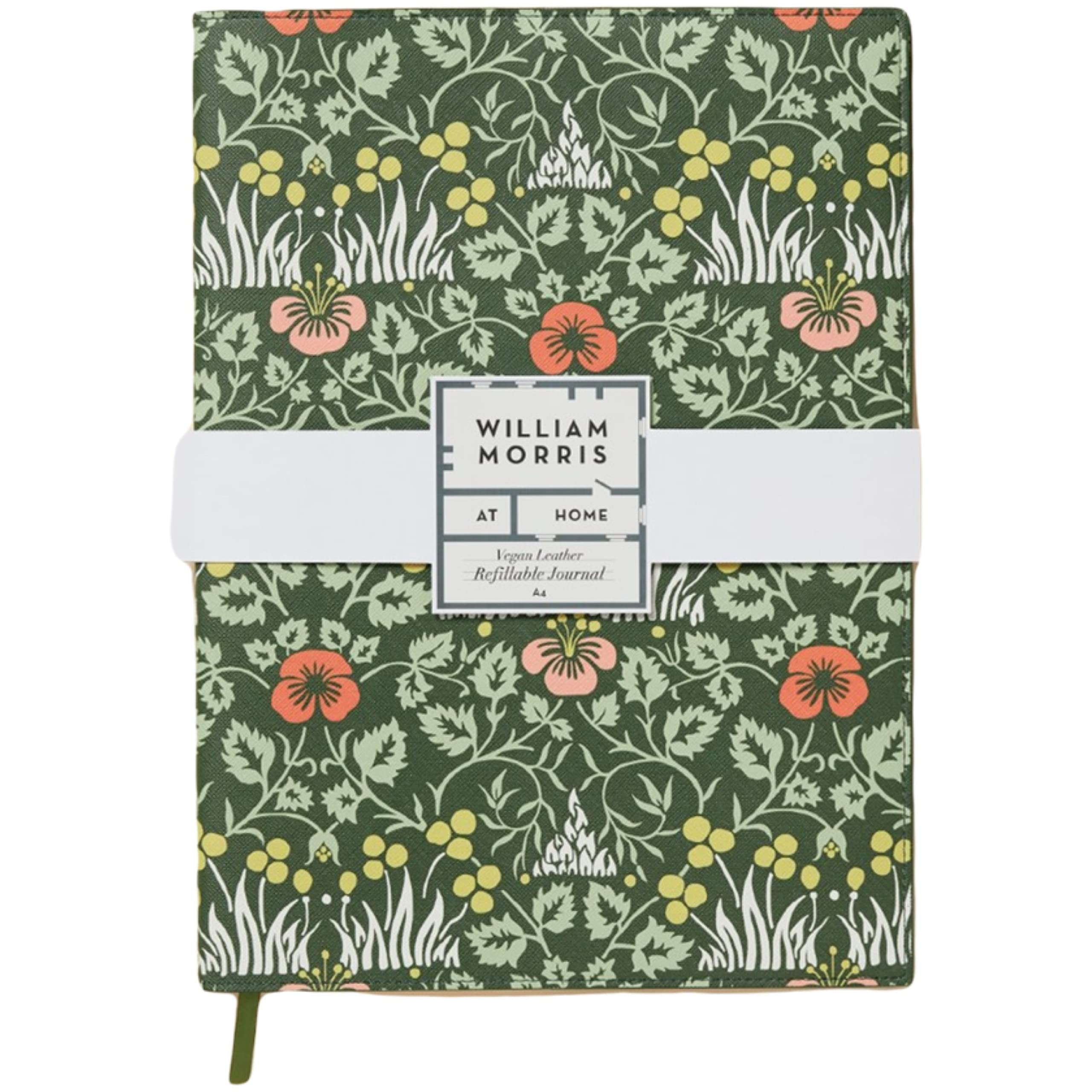 William Morris At Home A4 Notebook, 100 Lined Pages, Refillable Journal Pad, Stationery For Work, Office or School, Vegan and Cruelty Friendly, Gift For Writers