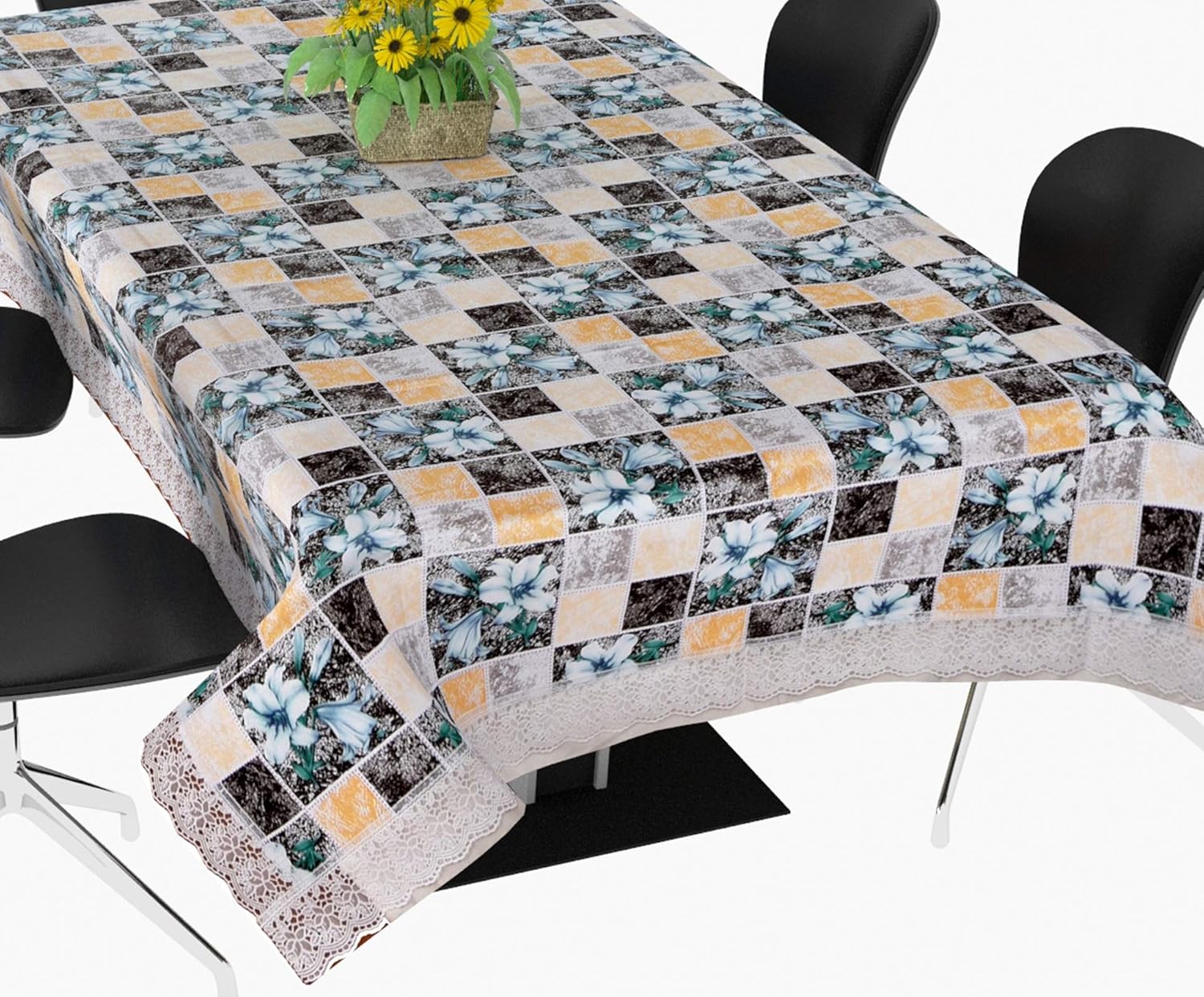 Buy Yellow Weaves Dining Table Cover Waterproof Transparent 6 Seater
