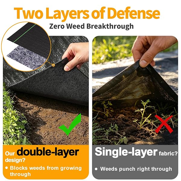 AMAGABELI 5.8OZ 4FT X 100FT WEED BARRIER LANDSCAPE FABRIC DOUBLE LAYER GARDEN CLOTH HEAVY DUTY WEED CONTROL BLOCKER MAT GARDENING GROUND COVER DURABLE WOVEN GEOTEXTILE FABRIC DRIVEWAY UNDERLAYMENT