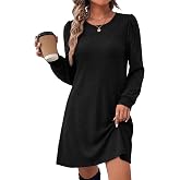 OFEEFAN Womens Long Sleeve Tunic Dresses 2026 Sweater Dress Fall Winter | Side Pockets,Casual,Lightweight,Early Fall Fashion,