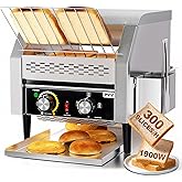 PYY Commercial Toaster 300 Slices/Hour Conveyor Restaurant Toaster for Bun Bagel Bread Heavy Duty Stainless Steel Conveyor To