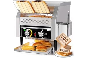 PYY Commercial Toaster 300 Slices/Hour Conveyor Restaurant Toaster for Bun Bagel Bread Heavy Duty Stainless Steel Conveyor To