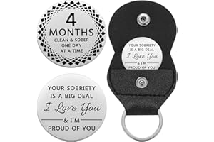 Ukodnus 1 to 11 Months Sobriety Coin, 1 to 30 Years Sober Coin, Clean & Sober One Day at a Time, Recovery Token, AA Anniversary Medallion Chip Gifts, Alcoholics Anonymous