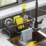 ViVaVee Sink Caddy Kitchen Storage Organiser with Sponge Holder Black