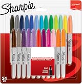 Sharpie Permanent Markers Fine Point Assorted Colours 24 Count