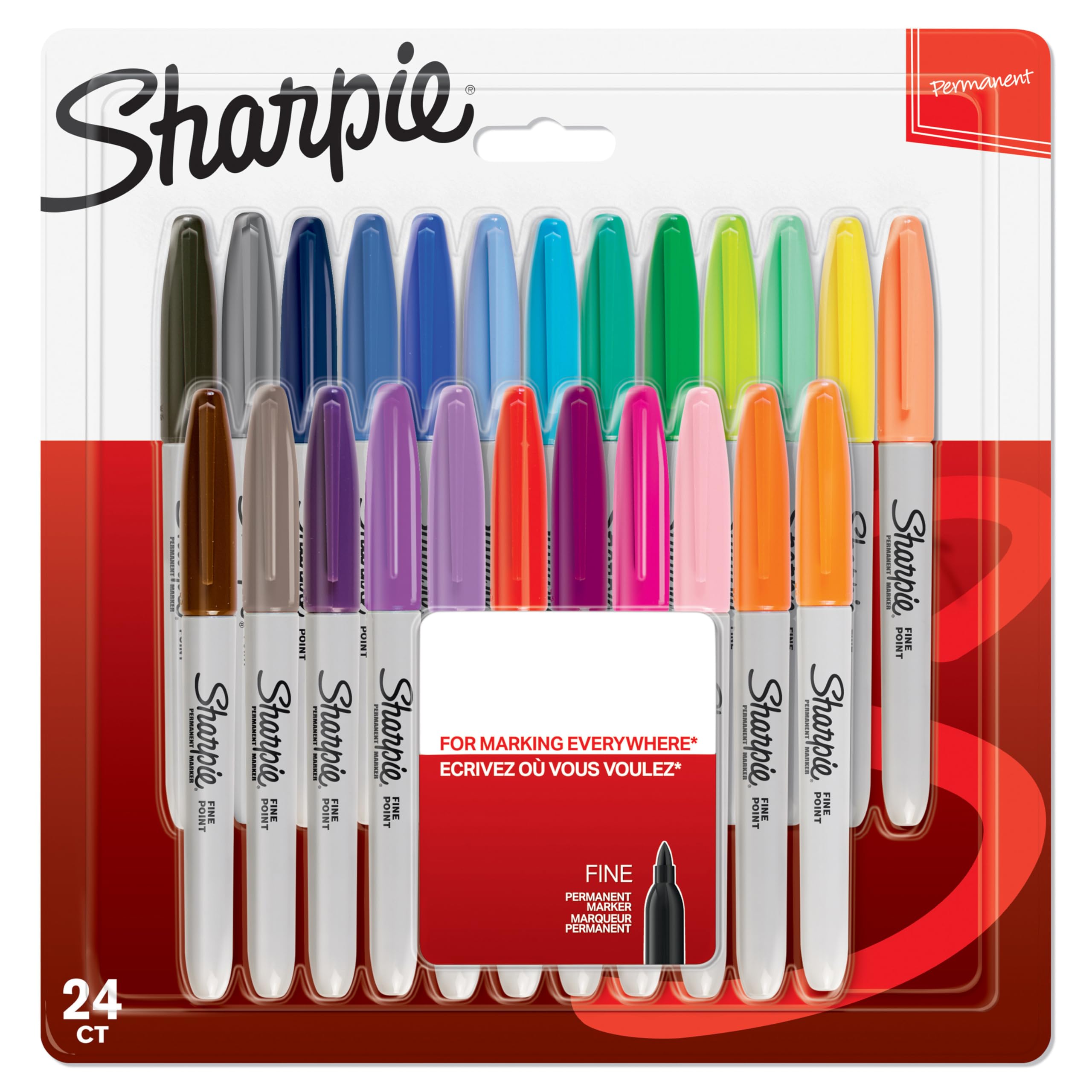 Sharpie Permanent Markers | Fine Point | Assorted Colours | 24 Count
