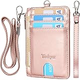 Teskyer Slim Minimalist Wallet, RFID Blocking Credit Card Holder, Front Pocket Leather ID Wallet Case for Men Women