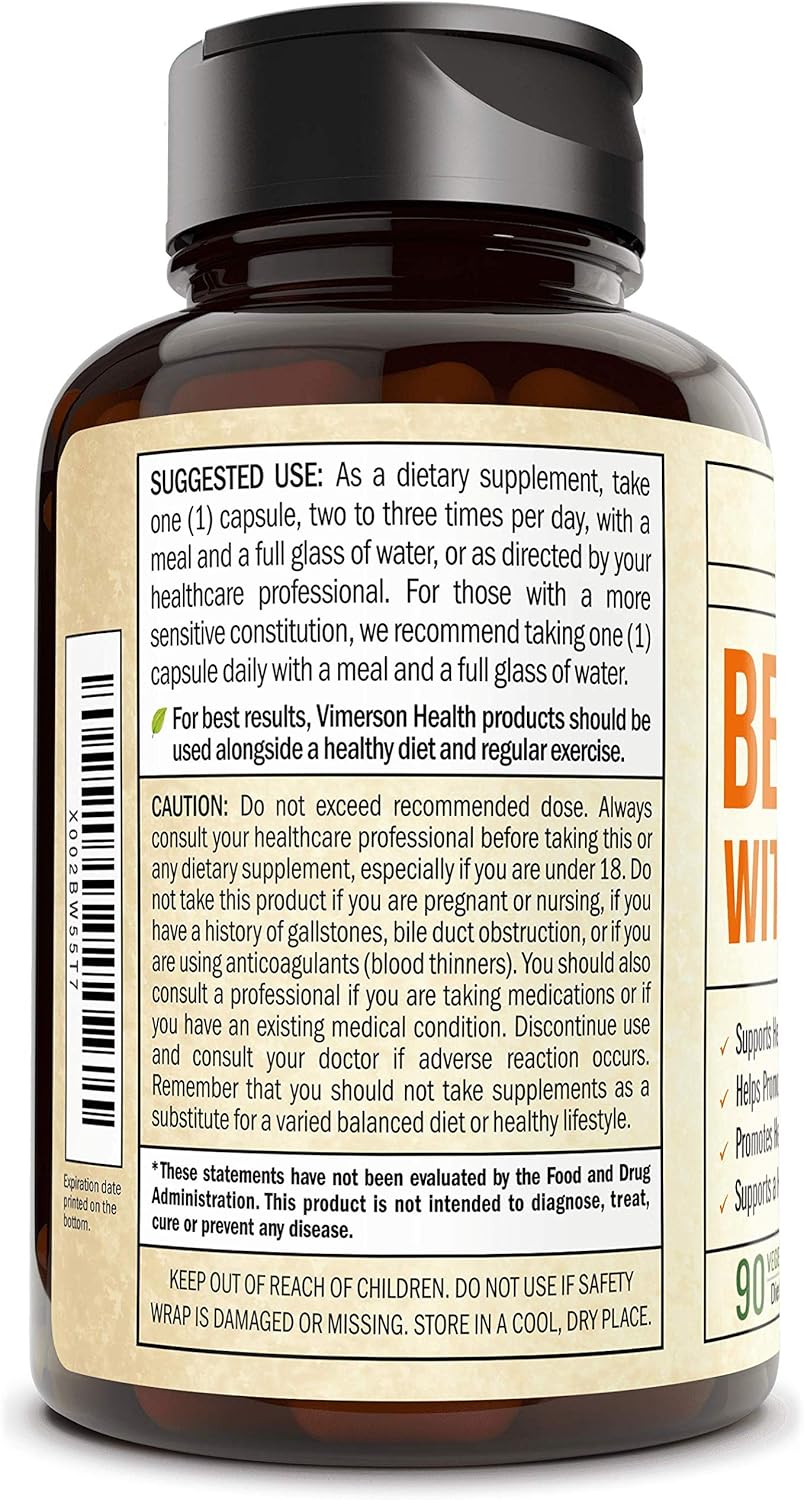 Berberine Turmeric Curcumin Supplement with Bioperine - 90 Vegan Capsules - Supports Joints Health, Glucose Metabolism, Heart Health - with Black Pepper Extract - 30 Day Supply: Health & Personal Care