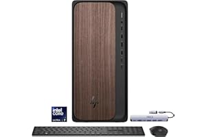 HP OmniDesk Desktop Computer – Intel Core Ultra 7 265,32GB DDR5 1TB SSD,Sleek Dark Wood Design, AI-Ready Performance, Windows 11 Pro with Dockstation