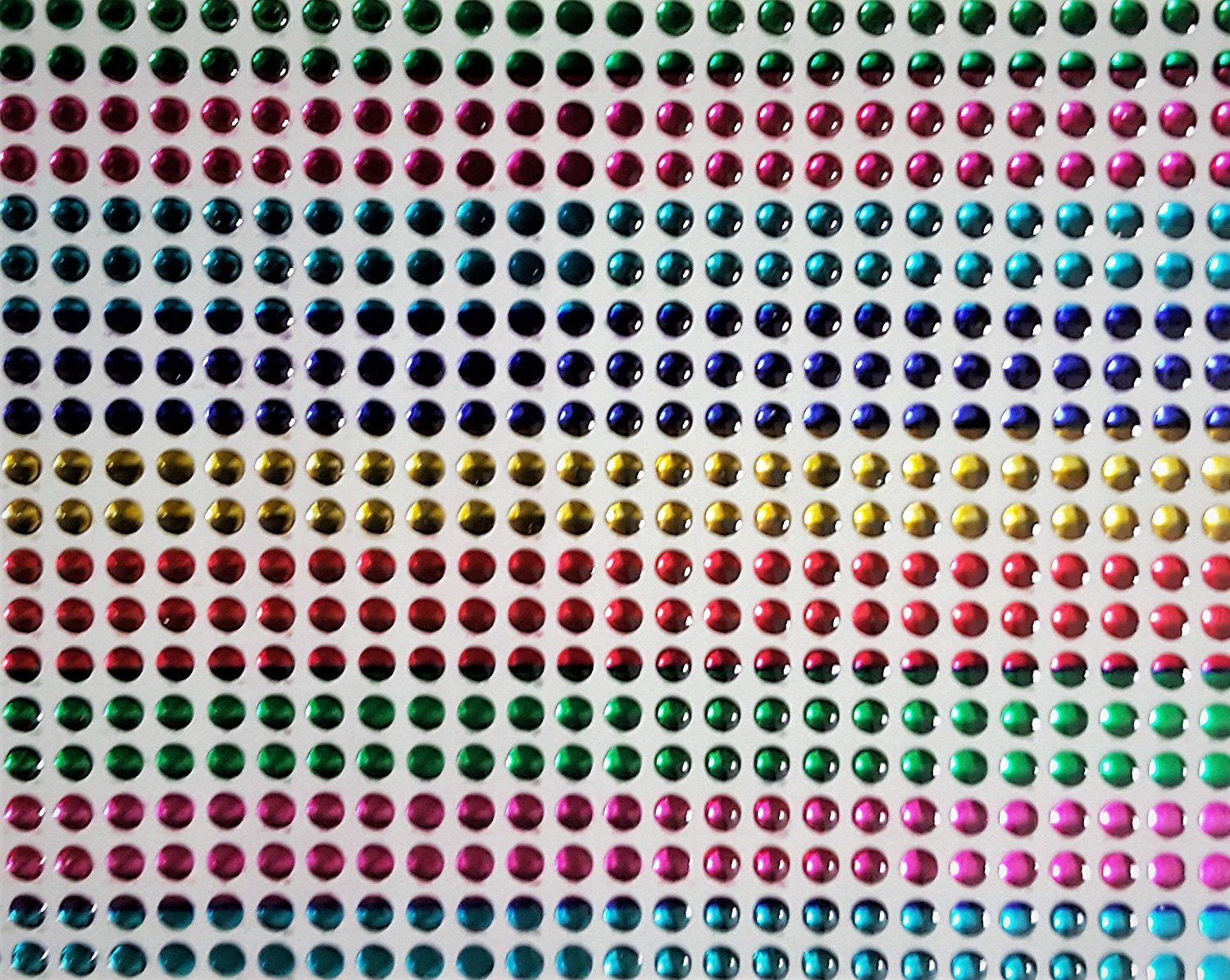 1200 Gems 4mm Round Dainty Acrylic Dot Stickers in Multi - Mixed Colours for DIY Cards