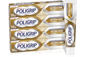Super Poligrip Extra Care Denture Adhesive Cream, Zinc Free Denture Cream - 2.2 Ounce (Pack of 4)