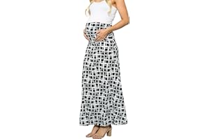 My Bump Women's High Waisted Floor Length Maternity Maxi Skirt with Tummy Control(Made in USA)