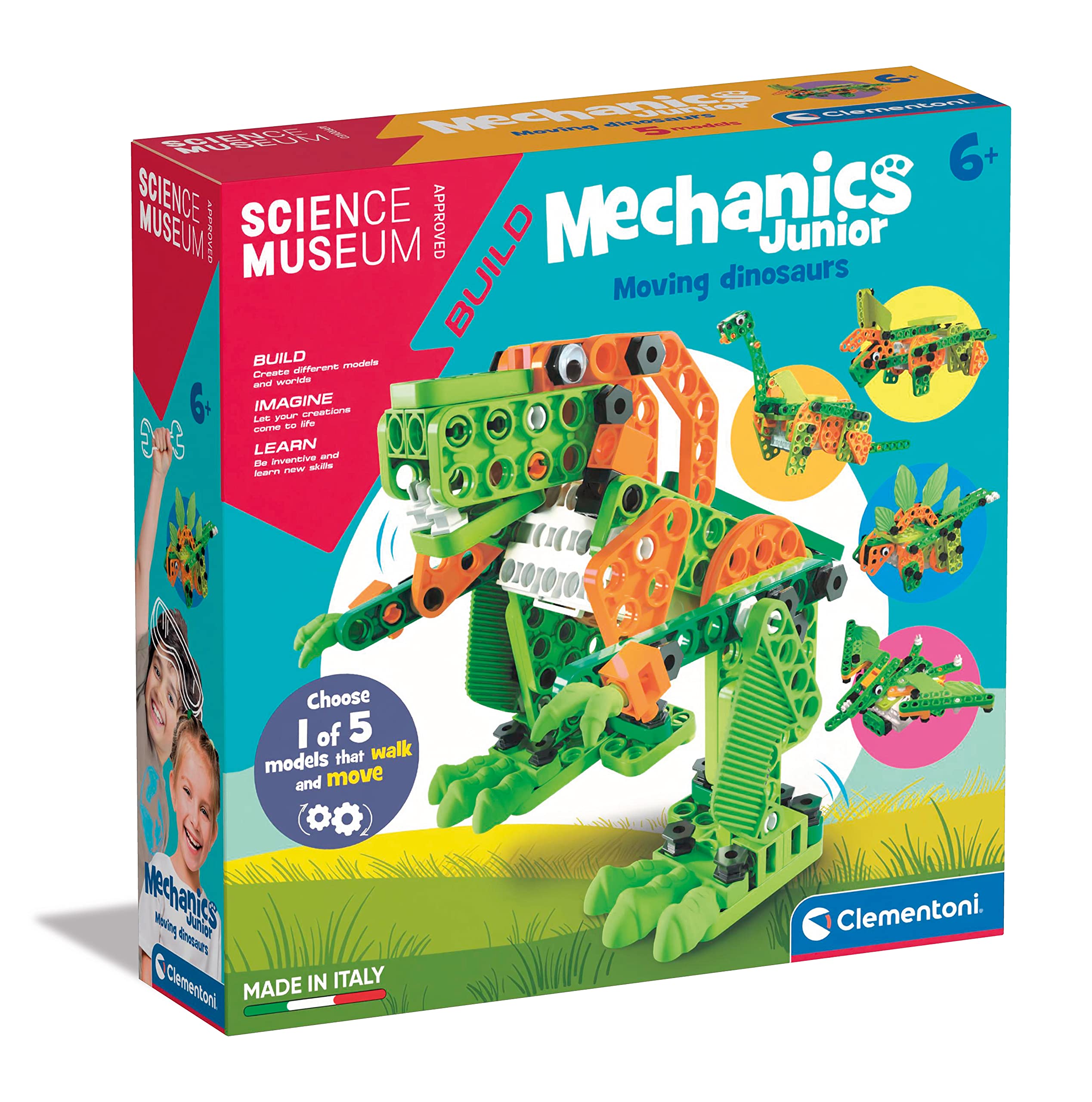 Clementoni 61531 Science Museum Mechanics Junior Moving Dinosaurs Toy for Children-Ages 6 Years Plus, Multi Coloured