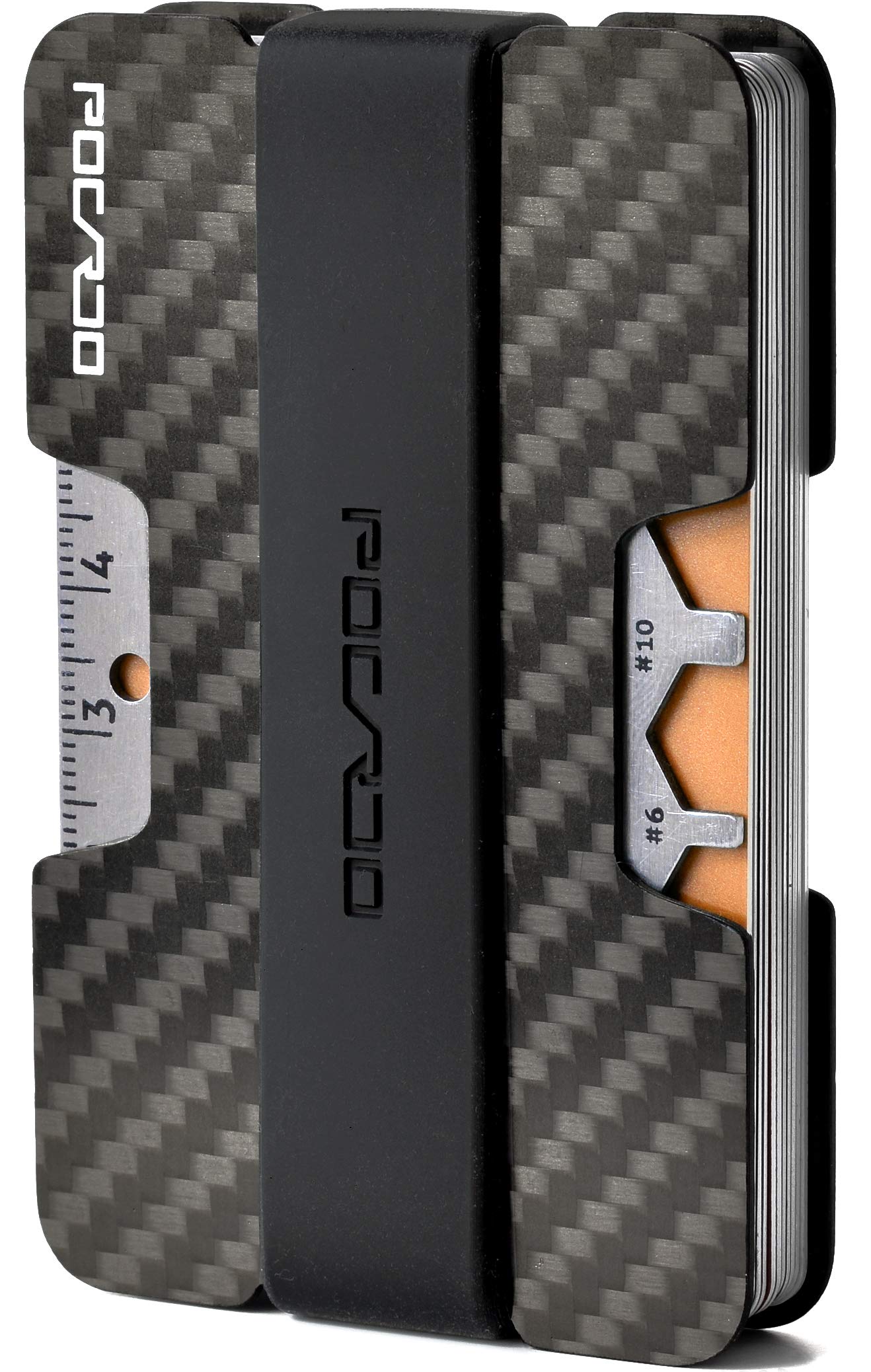 POCARDO Credit Card Holder with Coin Compartment, Multitool & RFID Blocking Card | Slim Wallet for Men | Money Clip (Black and Chili Red)