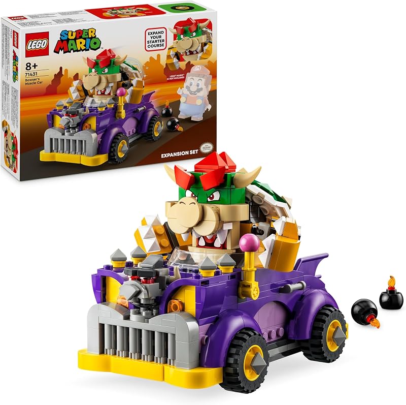 LEGO Super Mario Bowser’s Muscle Car Expansion Set 71431 Playable Bowser Vehicle