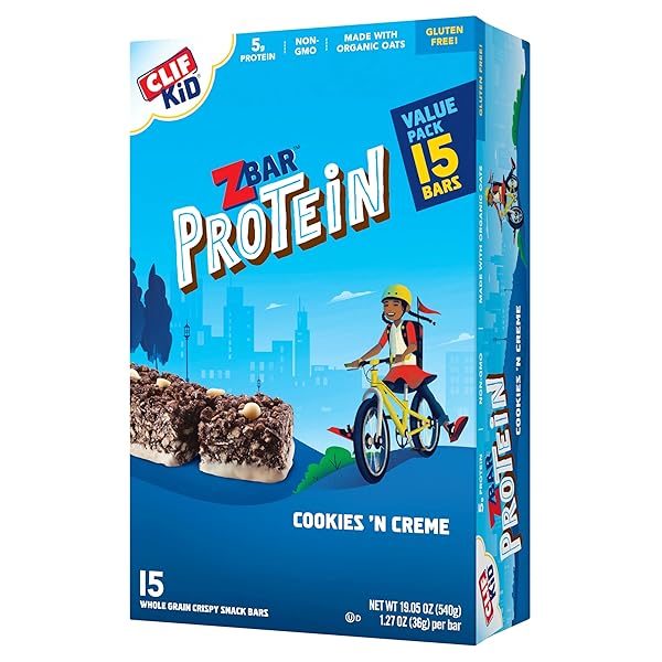 ZBAR PROTEIN – COOKIES ‘N CREME – CRISPY SNACK BARS – MADE WITH ORGANIC OATS – NON-GMO – 5G PROTEIN – GLUTEN FREE PROTEIN BARS (15 PACK)