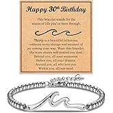 ACOGVN Birthday Gifts for Women Her, Cool Wave Bracelet Gifts for 30th-80th Birthday Woman Mom Wife Grandma Daughter Best Friend with Happy Birthday Card