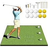 Golf Mat,Elite Golf Hitting Mats Practice Outdoor & Indoor,5x4ft Turf Driving Range Mats for Golf Simulators and Practice with 10 Balls,9 Tees,21|31mm Thickening Domivans