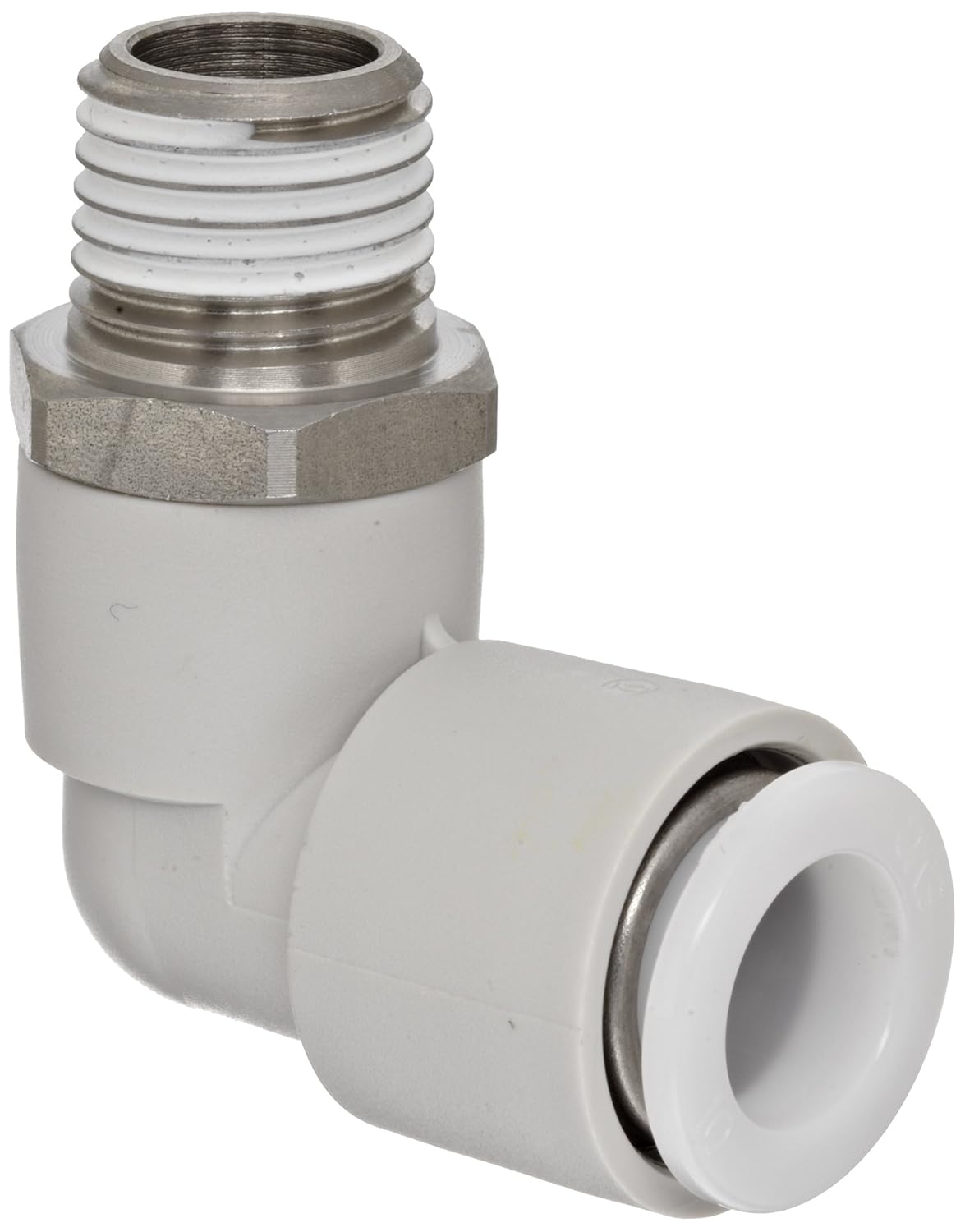 SMC KG Series Stainless Steel 303 PushtoConnect Tube Fitting, 90 Degree Elbow with Sealant