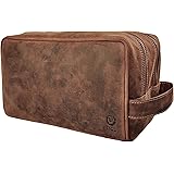 Genuine Leather Travel Toiletry Bag - Dopp Kit Organizer By Rustic Town (Brown)