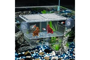 Pawfly Aquarium Fish Breeding Box, Fish Tank Hatchery Incubator with 6 Suction Cups Acrylic Hatching Box for Baby Fish Shrimp