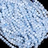 Song Xi 90pcs 4mm Natural Aquamarine Gemstone Beads Faceted Round Loose Stone Beads for Jewelry Making