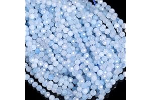 Song Xi 90pcs 4mm Natural Aquamarine Gemstone Beads Faceted Round Loose Stone Beads for Jewelry Making