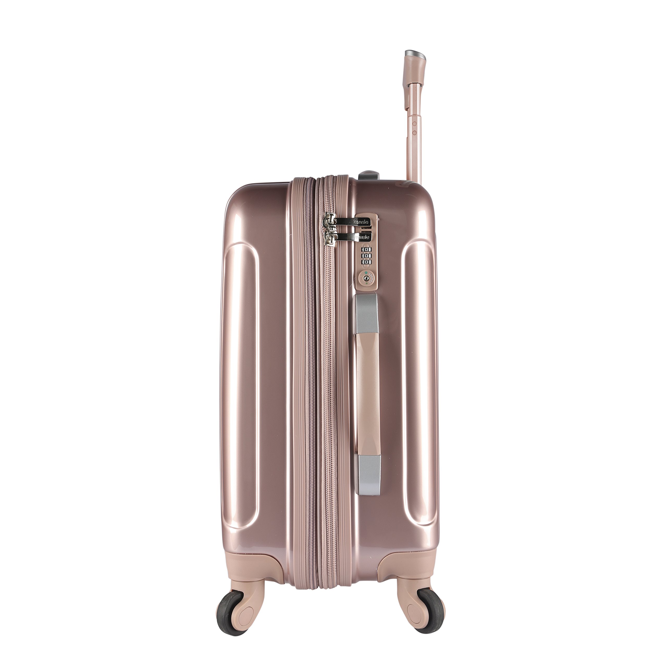 kensie Women's Alma Hardside Spinner Luggage, Rose Gold, 3-Piece Set (20/24/28)