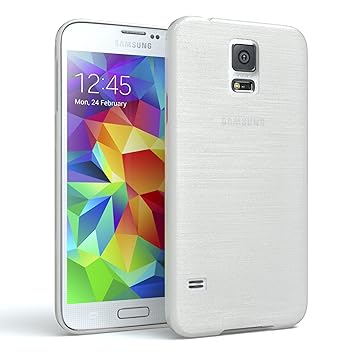 EAZY CASE Hülle für Samsung Galaxy S5/LTE+/Duos/Neo Schutzhülle Silikon, gebürstet, Slimcover in Edelstahl Optik, Handyhülle,