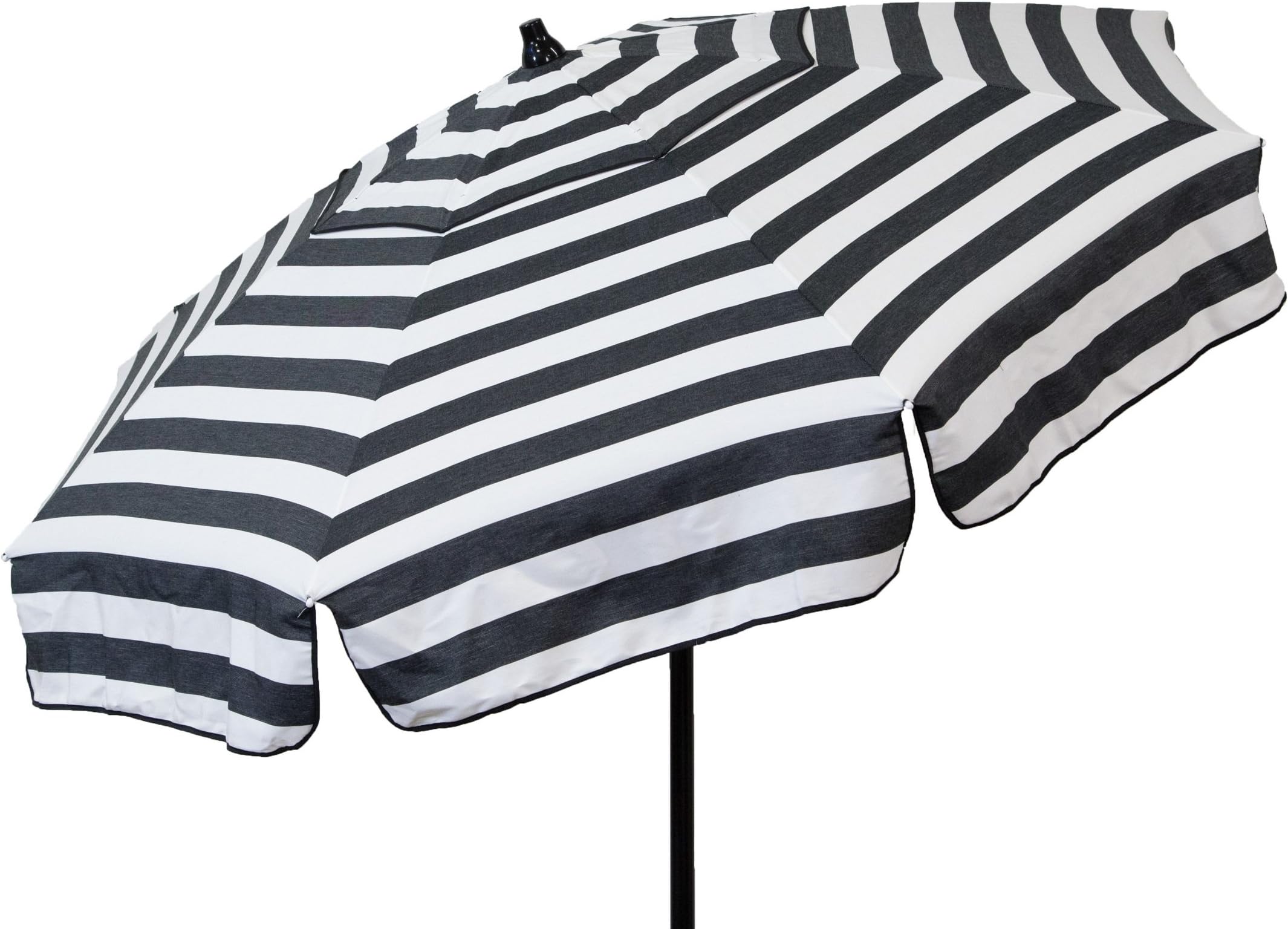 Heininger 1341 DestinationGear Italian Black and White 6' Acrylic Striped Patio Pole Umbrella