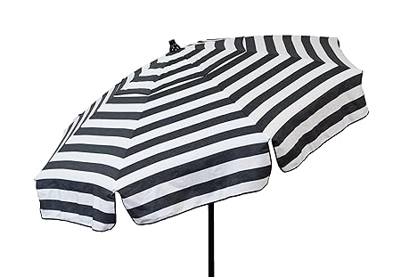 Heininger 1341 DestinationGear Italian Black and White 6 Acrylic Striped Patio Pole Umbrella