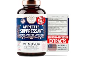 WINDSOR BOTANICALS Appetite Suppressant for Weight Loss - Garcinia Cambogia, Glucomannan Appetite Control Supplements and Metabolism Booster for WeightLoss - Lose Weight Fast for Women and Men - 60 Veggie Diet Pills