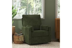 Carter's by DaVinci Ethan Swivel Recliner in Performance Forest Green Linen, GREENGUARD Gold & CertiPUR-US® Certified
