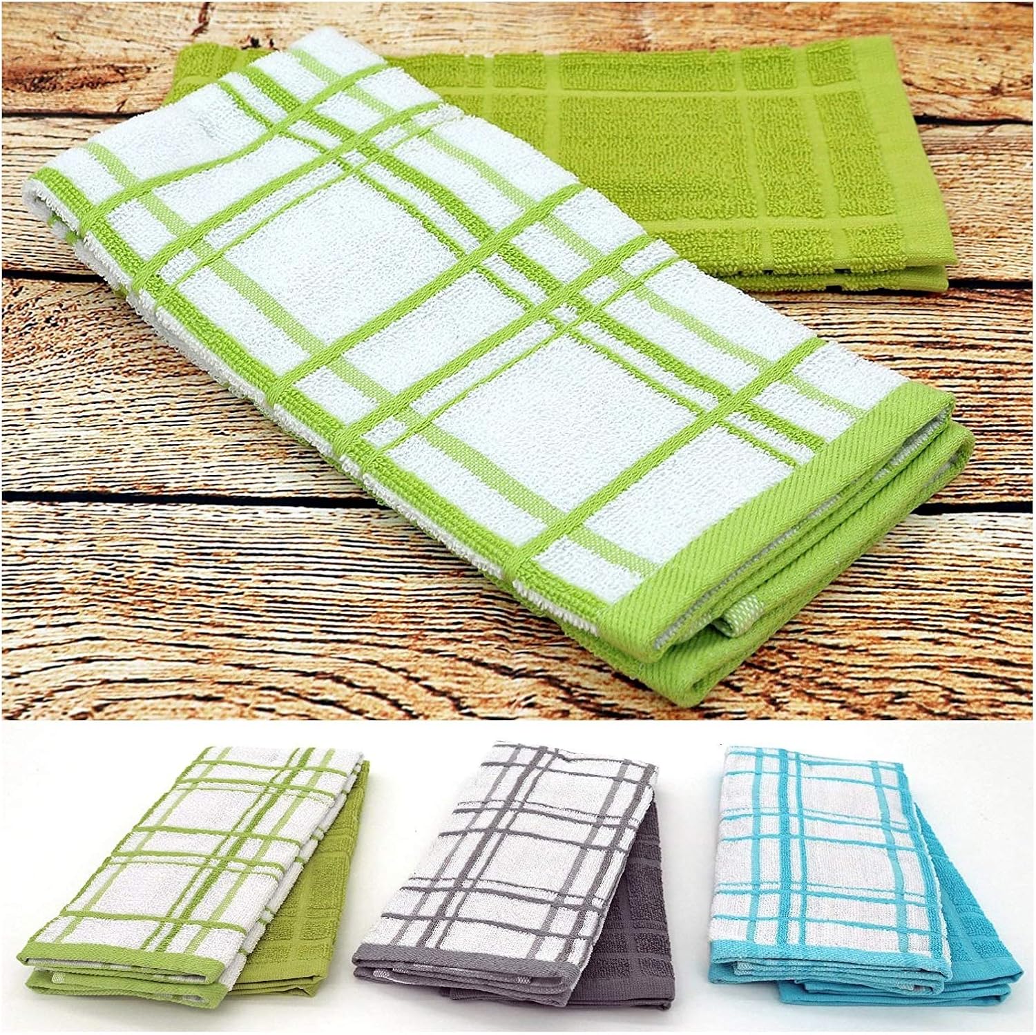 2 Küchenhandtücher Frottee 100% BW saugstark in hellgrün 2er Set