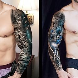 20 Sheets Lion Extra Full Arm Temporary Tattoos For