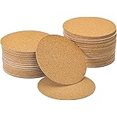 UXCELL 100 Pcs Self-Adhesive Cork Round, 3.5" x 3.5" Cork Tiles Backing Sheets for DIY Crafts, Brown