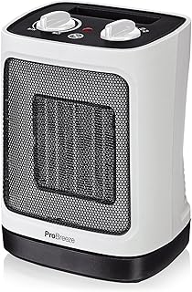 Pro Breeze™ 2000W Mini Keramik Heizlüfter mit automatischer Oszillation, zwei Leistungsstufen, energiesparender Betrieb für Wohnzimmer, Büro, Terasse - Weiß
