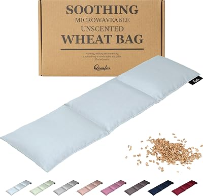 Qomfor Microwavable Wheat Bag Light Blue 3-Chamber Heating Pad 46x12 cm