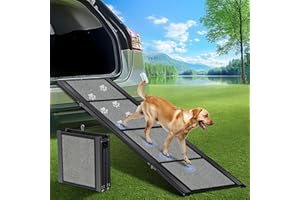 GAOYITK Dog Ramp for Car 𝟕𝟏”𝐱𝟐𝟎” Large Folding Pet Stair Ramps for Truck, SUV, with Non-Slip Surface, Up to 250LBS, Outdoor Dog Car Ramp for Medium & Large Dogs, Portable Pet Steps