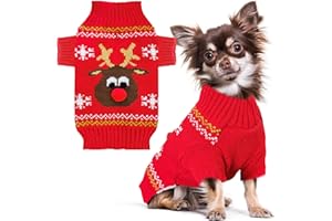 PETCARE Dog Christmas Sweater Red Ugly Funny Cute Cartoon Reindeer Cat Sweaters Jumper Holiday Dog Clothes Puppy Sweaters for Small Medium Large Dogs Fall Winter Outfits Xmas Dogs Costume,Medium