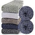 VoJoPi Warm Wool Socks for Women, 5 Pairs Cushioned Cozy Crew Boot Thermal Socks, One Size 5-10