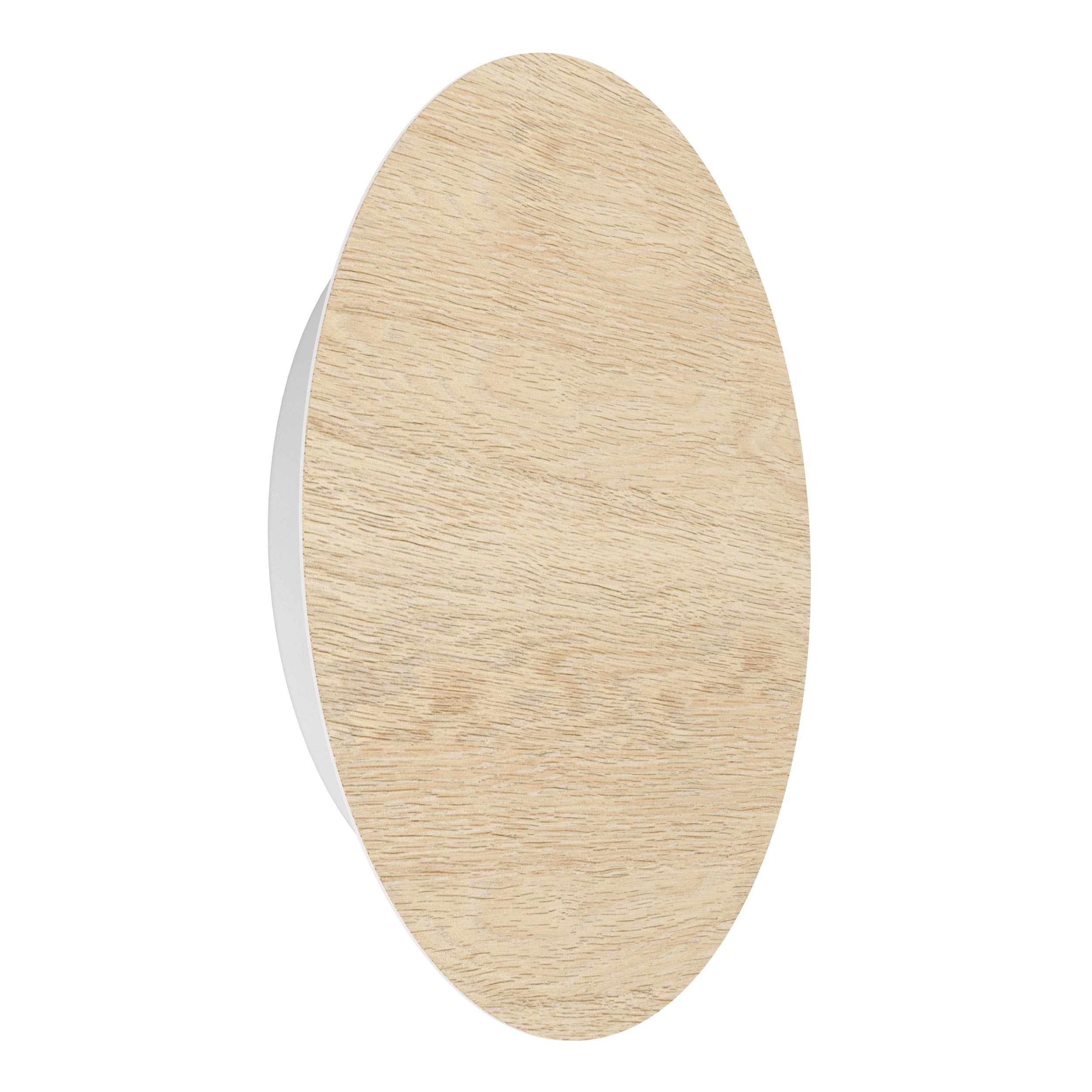 Eglo LED Indoor wall Light Alamilo, Round wall lamp, wall Spotlight with indirect Lighting for Living Room and Hallway, Wood in Natural Colour and Metal in White, FSC Certified, Warm White