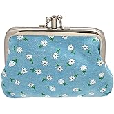 Coin Purse Vintage Bag Lock Wallet Buckle Kiss Lock change purse change holder wallet coin Canvas cotton coin purse (A blue)